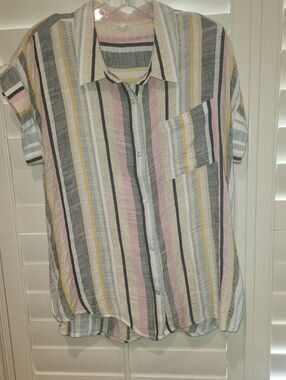 Pastel Multi-Stripe Button-Up Shirt